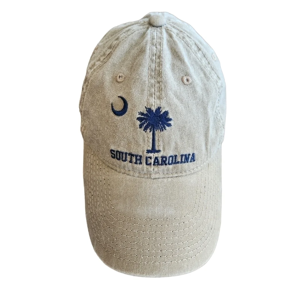 Embroidered olive khaki South Carolina SC Palmetto Crescent Washed Cap Hat